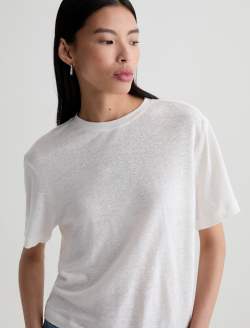Charli Crew Powder Relaxed Linen Short Sleeve Tee WOMENS TOPS Photo 3