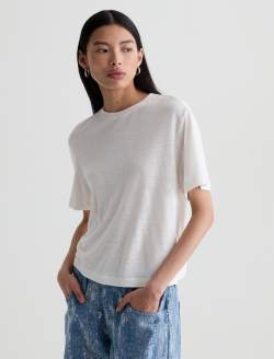 Charli Crew Powder Relaxed Linen Short Sleeve Tee WOMENS TOPS Photo 7