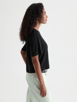 Charli Crew Super Black Relaxed Linen Short Sleeve Tee WOMENS TOPS Photo 4