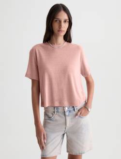 Charli Crew Sparkling Rose Relaxed Linen Short Sleeve Tee WOMENS TOPS Photo 2