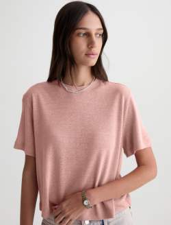 Charli Crew Sparkling Rose Relaxed Linen Short Sleeve Tee WOMENS TOPS Photo 3