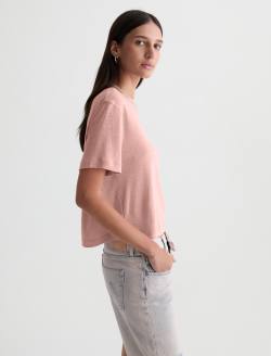 Charli Crew Sparkling Rose Relaxed Linen Short Sleeve Tee WOMENS TOPS Photo 4