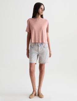 Charli Crew Sparkling Rose Relaxed Linen Short Sleeve Tee WOMENS TOPS Photo 5