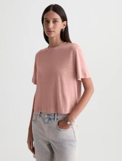 Charli Crew Sparkling Rose Relaxed Linen Short Sleeve Tee WOMENS TOPS Photo 7