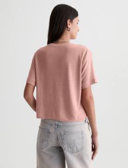 Charli Crew Sparkling Rose Relaxed Linen Short Sleeve Tee WOMENS TOPS Photo 8