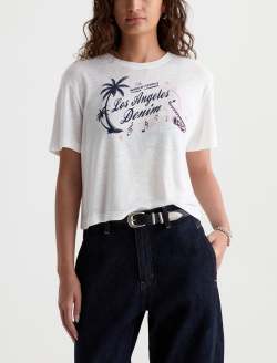 Charli Crew P The World Famous Denim Relaxed Linen Short Sleeve Tee WOMENS TOPS Photo 2