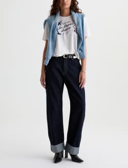 Charli Crew P The World Famous Denim Relaxed Linen Short Sleeve Tee WOMENS TOPS Photo 5