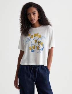 Charli Crew Under The Sun Powder Relaxed Linen Short Sleeve Tee WOMENS TOPS Photo 2