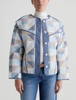 Marley Jacket Triangle Collage Blue Multi Quilted Jacket WOMENS TOPS Photo 1