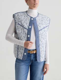 Marley Jacket Triangle Collage Blue Multi Quilted Jacket WOMENS TOPS Photo 10