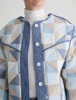 Marley Jacket Triangle Collage Blue Multi Quilted Jacket WOMENS TOPS Photo 2
