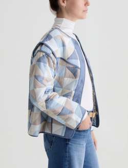 Marley Jacket Triangle Collage Blue Multi Quilted Jacket WOMENS TOPS Photo 3