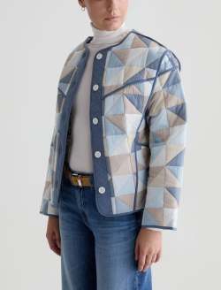 Marley Jacket Triangle Collage Blue Multi Quilted Jacket WOMENS TOPS Photo 6