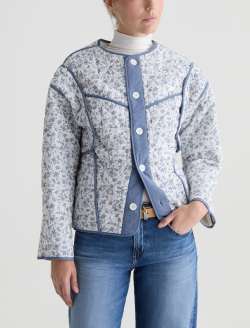 Marley Jacket Triangle Collage Blue Multi Quilted Jacket WOMENS TOPS Photo 8