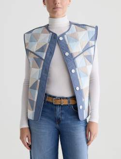 Marley Jacket Triangle Collage Blue Multi Quilted Jacket WOMENS TOPS Photo 9
