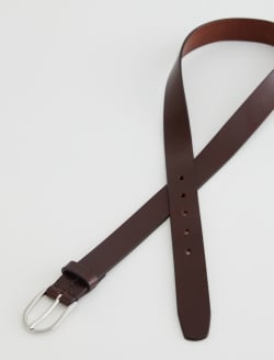 Siena Belt Brown/Silver Classic Italian Leather Belt ACCESSORIES Photo 1