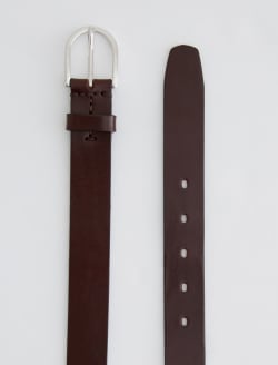 Siena Belt Brown/Silver Classic Italian Leather Belt ACCESSORIES Photo 2