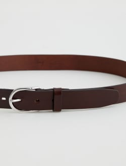 Siena Belt Brown/Silver Classic Italian Leather Belt ACCESSORIES Photo 3