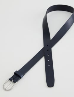 Siena Belt Navy/Silver Classic Italian Leather Belt ACCESSORIES Photo 1