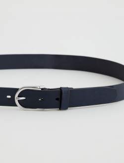 Siena Belt Navy/Silver Classic Italian Leather Belt ACCESSORIES Photo 3