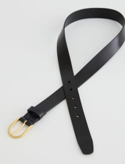Siena Belt Super Black/Gold Classic Italian Leather Belt ACCESSORIES Photo 1