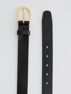Siena Belt Super Black/Gold Classic Italian Leather Belt ACCESSORIES Photo 2