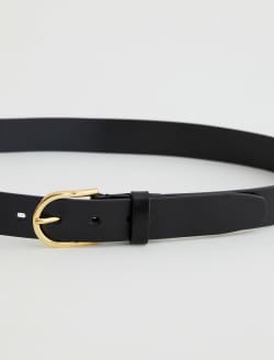 Siena Belt Super Black/Gold Classic Italian Leather Belt ACCESSORIES Photo 3