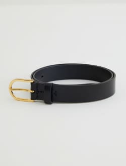 Siena Belt Super Black/Gold Classic Italian Leather Belt ACCESSORIES Photo 4