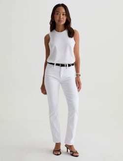 Mari Crop Gallery White Mid-Rise Slim Straight WOMENS BOTTOMS Photo 9