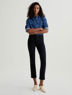 Mari Crop Sulfur Black Mid-Rise Slim Straight WOMENS BOTTOMS Photo 2