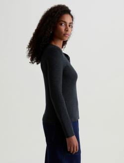 Jessa Tee Heather Charcoal Long Sleeve Henley WOMENS TOPS Photo 4