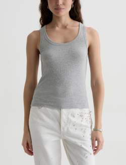 Ashley Tank Heather Grey Essentials Rib Knit  WOMENS TOPS Photo 2