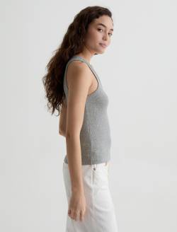 Ashley Tank Heather Grey Essentials Rib Knit  WOMENS TOPS Photo 4