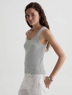 Ashley Tank Heather Grey Essentials Rib Knit  WOMENS TOPS Photo 7