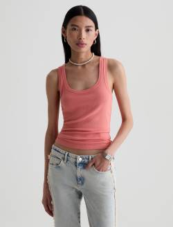 Ashley Tank Orange Spritz Essential Rib Knit WOMENS TOPS Photo 2
