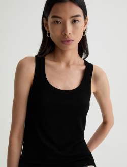 Ashley Tank Super Black Essentials Rib Knit  WOMENS TOPS Photo 3