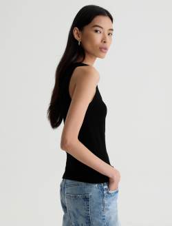 Ashley Tank Super Black Essentials Rib Knit  WOMENS TOPS Photo 4