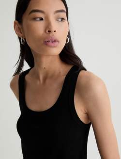 Ashley Tank Super Black Essentials Rib Knit  WOMENS TOPS Photo 6