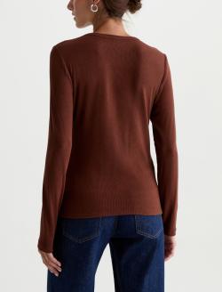 Julia Long Sleeve Chestnut Essentials Rib Top WOMENS TOPS Photo 8