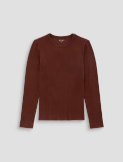 Julia Long Sleeve Chestnut Essentials Rib Top WOMENS TOPS Photo 1