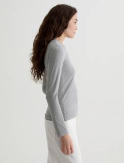 Julia Long Sleeve Heather Grey Essentials Rib Top WOMENS TOPS Photo 4