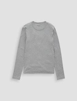 Julia Long Sleeve Heather Grey Essentials Rib Top WOMENS TOPS Photo 1