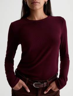 Julia Long Sleeve Jazz Berry Essentials Rib Top WOMENS TOPS Photo 3