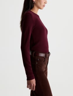 Julia Long Sleeve Jazz Berry Essentials Rib Top WOMENS TOPS Photo 4