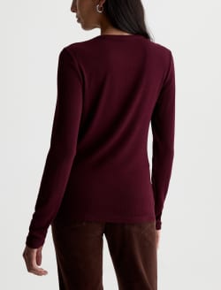 Julia Long Sleeve Jazz Berry Essentials Rib Top WOMENS TOPS Photo 8