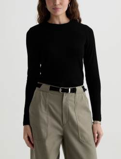 Julia Long Sleeve Super Black Essentials Rib Top WOMENS TOPS Photo 2