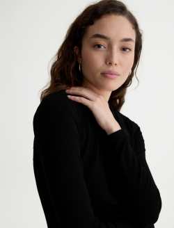 Julia Long Sleeve Super Black Essentials Rib Top WOMENS TOPS Photo 3