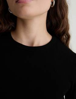 Julia Long Sleeve Super Black Essentials Rib Top WOMENS TOPS Photo 6