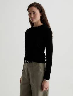 Julia Long Sleeve Super Black Essentials Rib Top WOMENS TOPS Photo 7