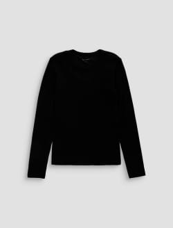 Julia Long Sleeve Super Black Essentials Rib Top WOMENS TOPS Photo 1